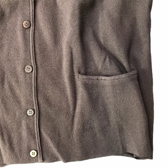 Eileen Fisher Button Up Cardigan Sweater Shawl Collar Women's Large. Dark Brown - Picture 6 of 8